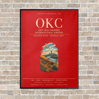 Thumbnail for OKC Will Rogers International Airport OKC vertical canvas print - framed - red background