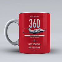 Thumbnail for Beechcraft King Air 360 design on red ceramic mug, double-side print