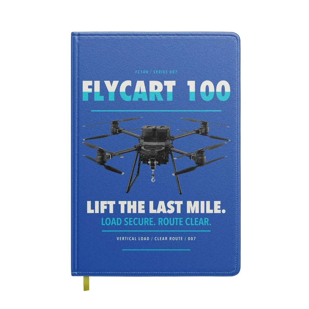 DJI FlyCart 100 design on blue notebook