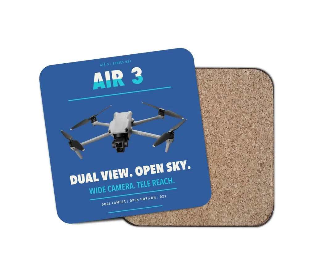 DJI Air 3 design on blue 1 piece coaster