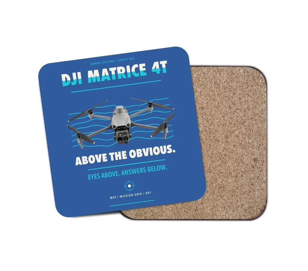 DJI Matrice 4T design on blue 1 piece coaster