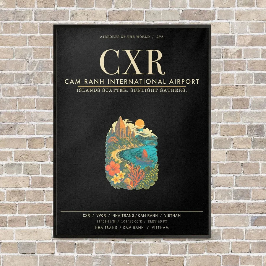 Cam Ranh International Airport Nha Trang CXR - Canvas Framed - Black