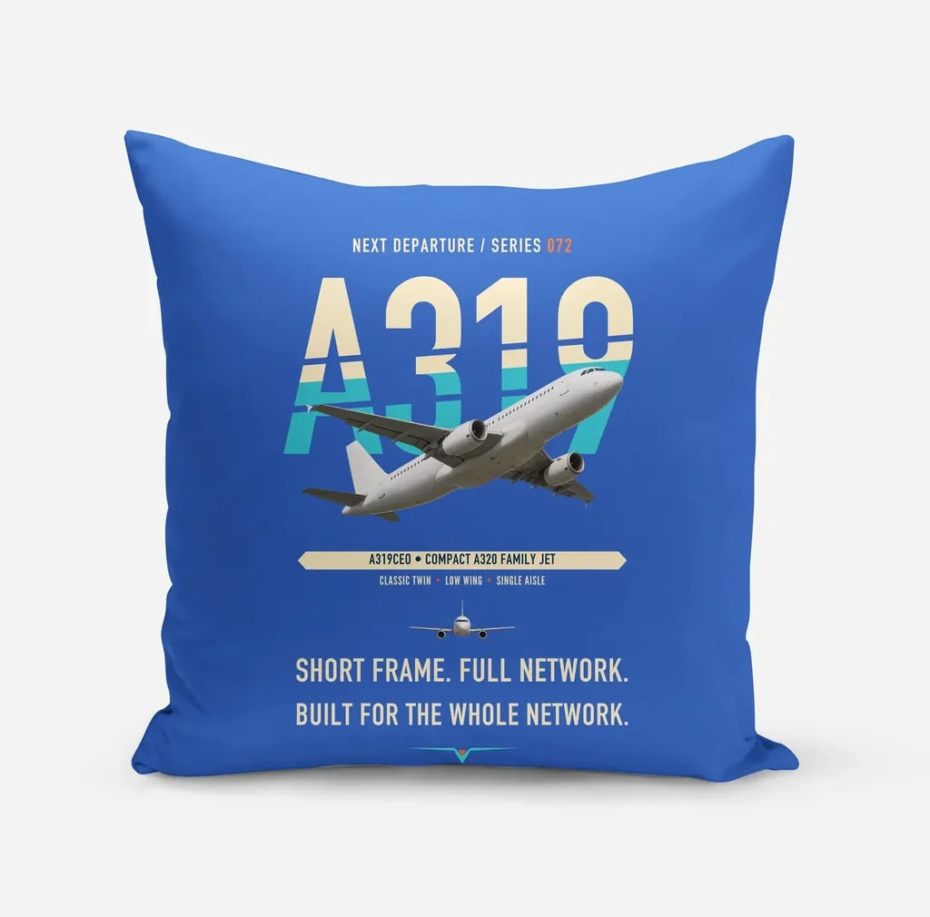 Airbus A319ceo design on blue pillow