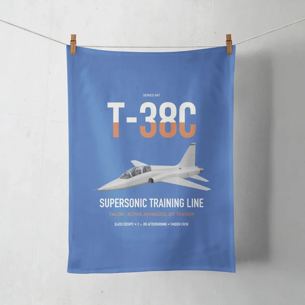 T-38C Talon design on blue towel