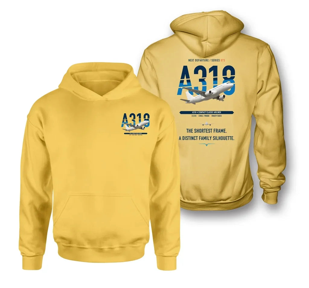 Airbus A318 design on yellow hoodie