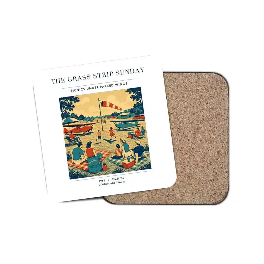 The Grass Strip Sunday - Designed Coasters design on white 1-piece