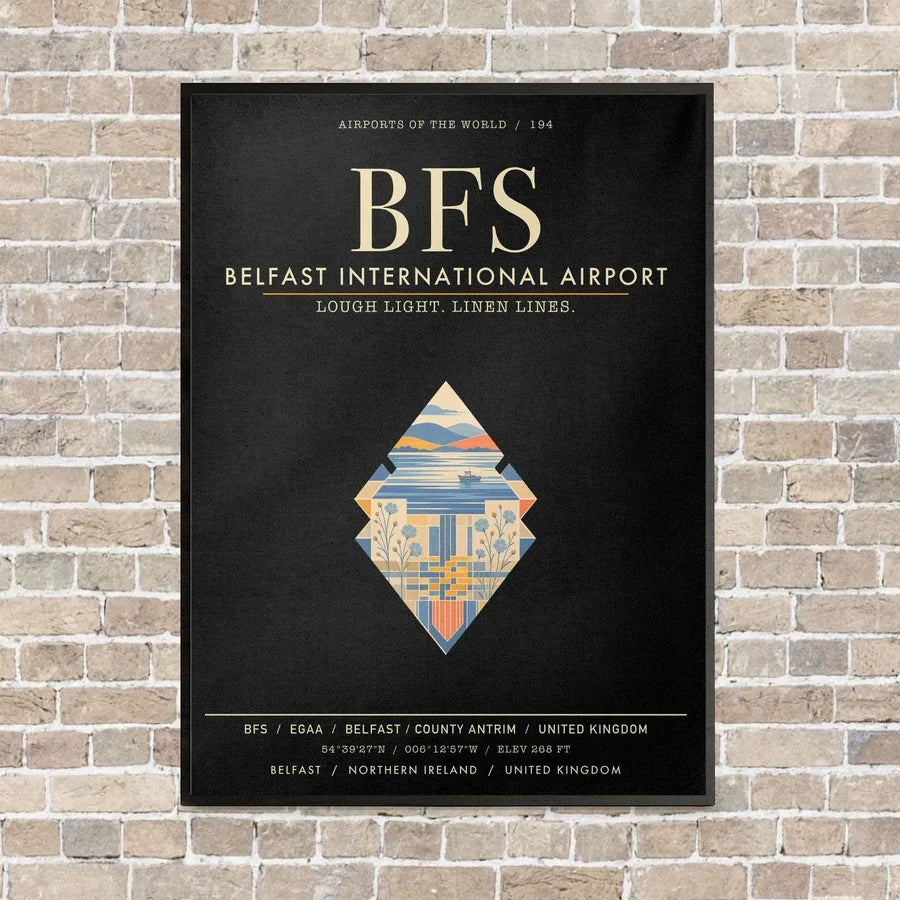 Belfast International Airport BFS - Canvas Framed - Black