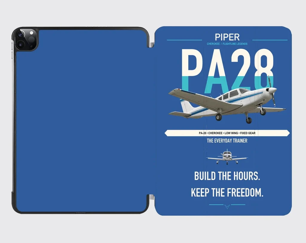Piper PA-28 Cherokee design on blue ipad tablet case