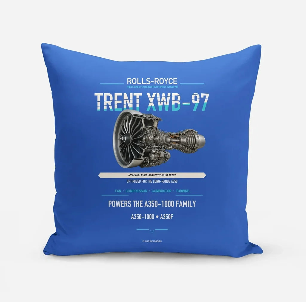 TRENT XWB-97 design on blue pillow