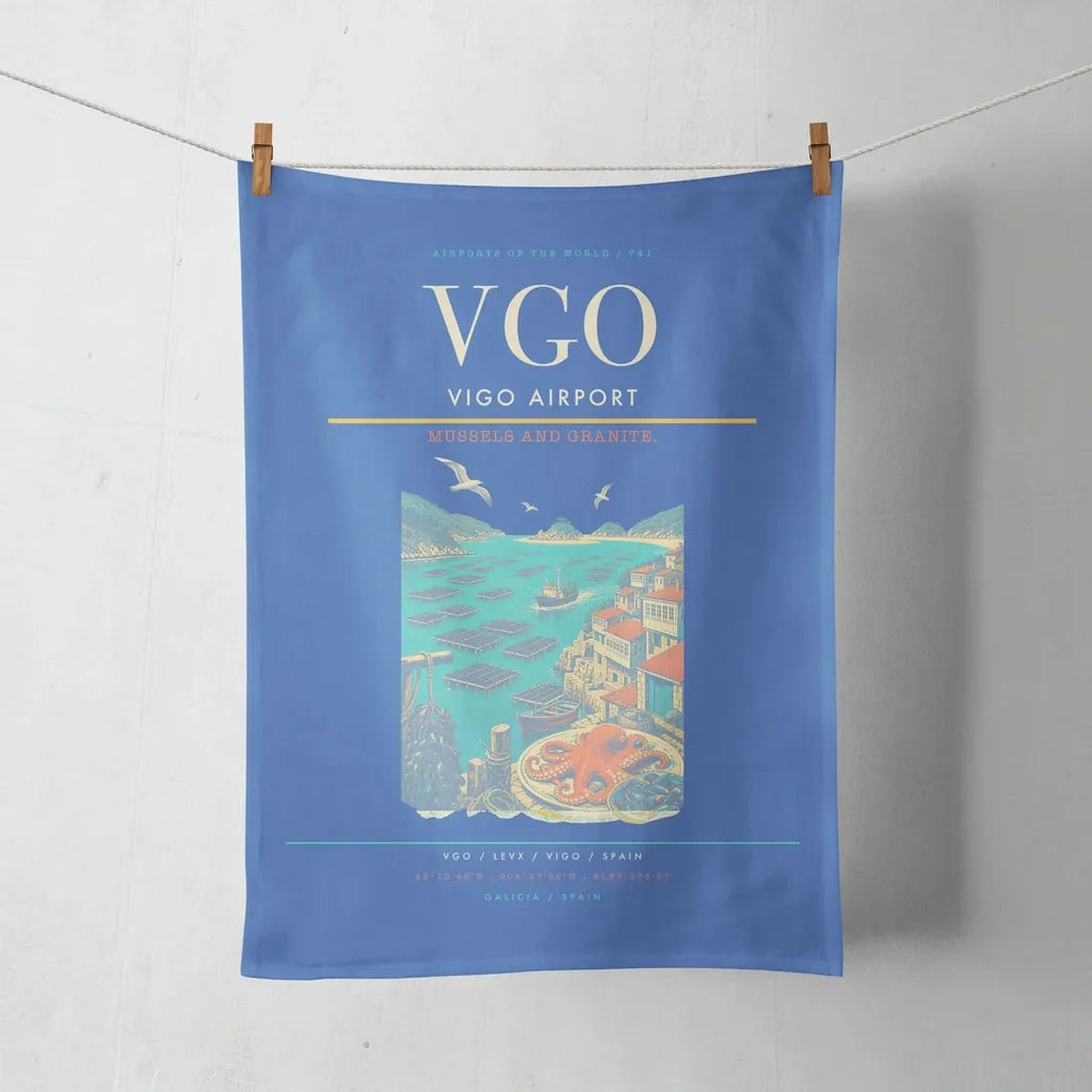 Vigo Airport (VGO) design on blue towel