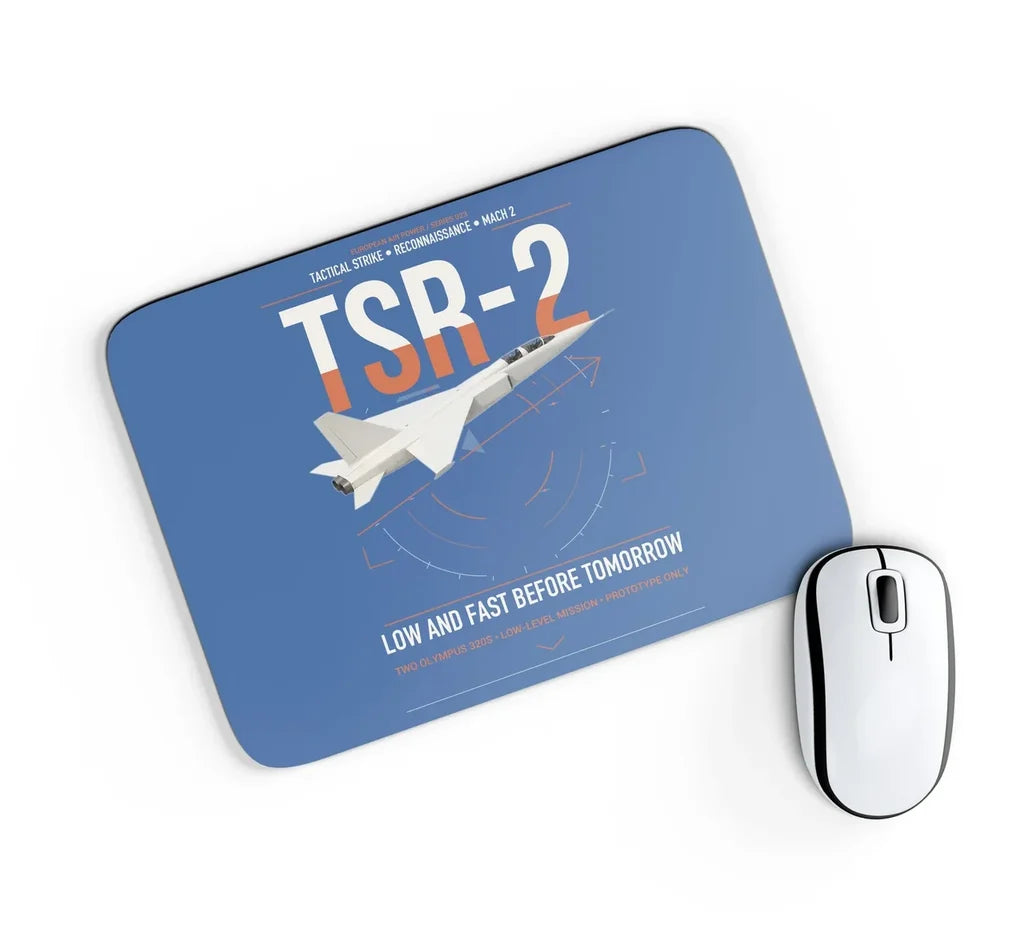 BAC TSR-2 design on blue rectangle mouse pad