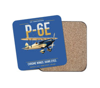 Thumbnail for Curtiss P-6E Hawk design on blue 1 piece coaster