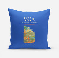 Thumbnail for Vijayawada Airport (VGA) design on blue pillow
