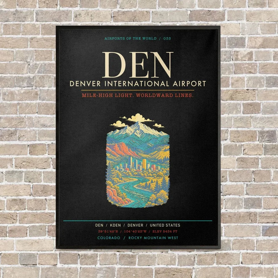Denver International Airport DEN - Canvas Framed - Black