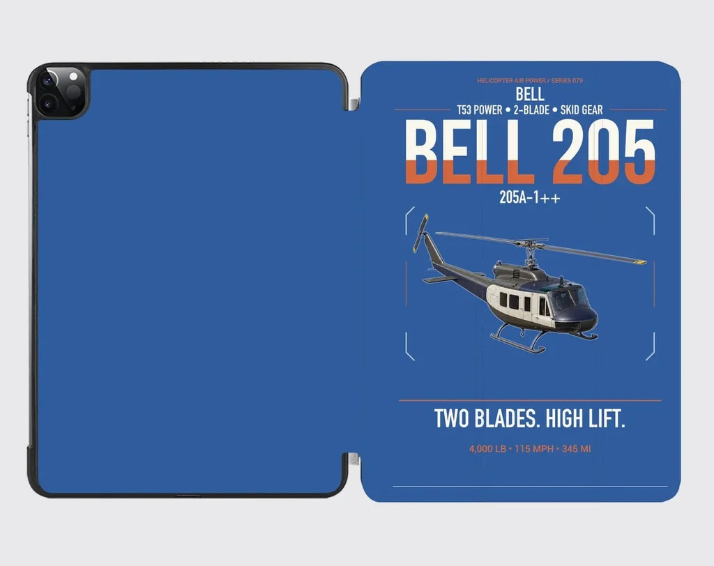 Bell 205A-1++ design on blue ipad tablet case