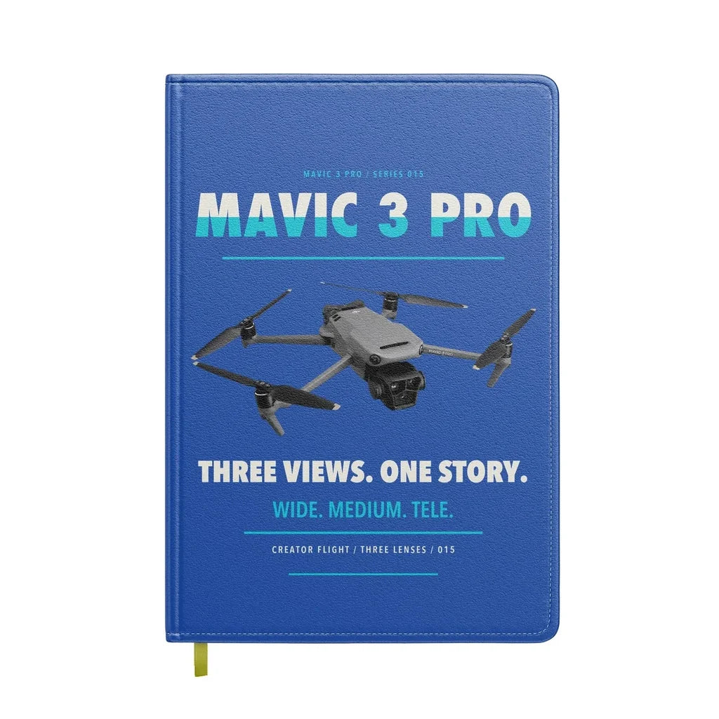 DJI Mavic 3 Pro design on blue notebook