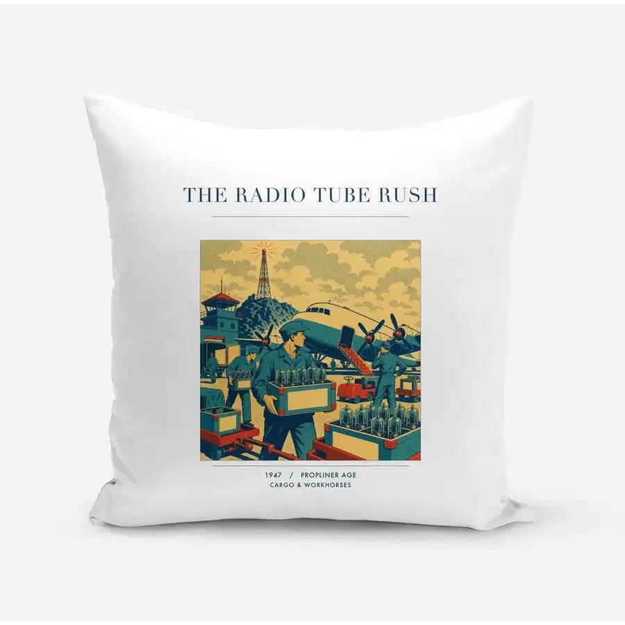 VINTAGE G4414 - The Radio Tube Rush - Designed Pillows design on white
