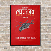 Thumbnail for Leonardo CH-149 Cormorant vertical canvas print - framed - red background