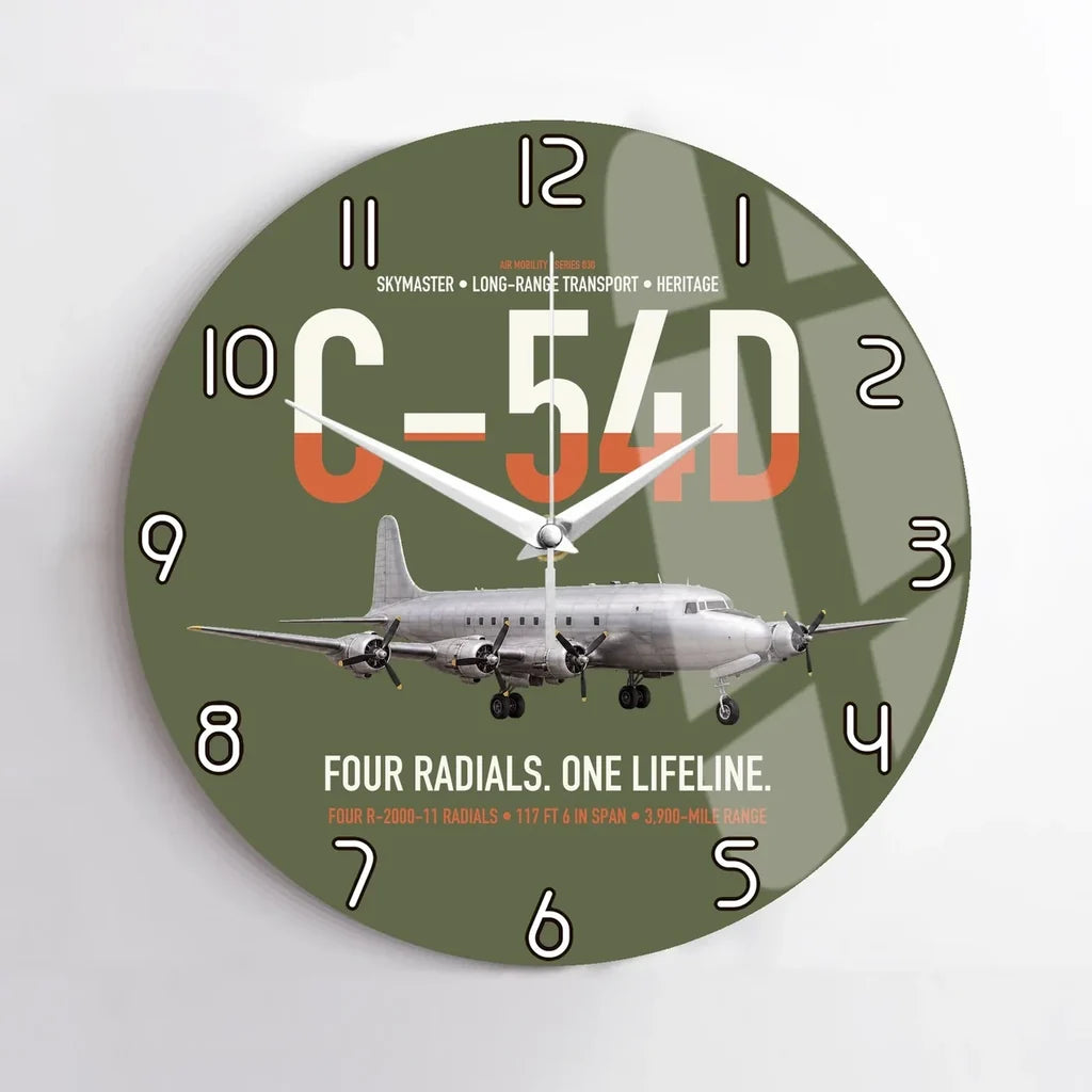 C-54D Skymaster design on green army no frame wall clock