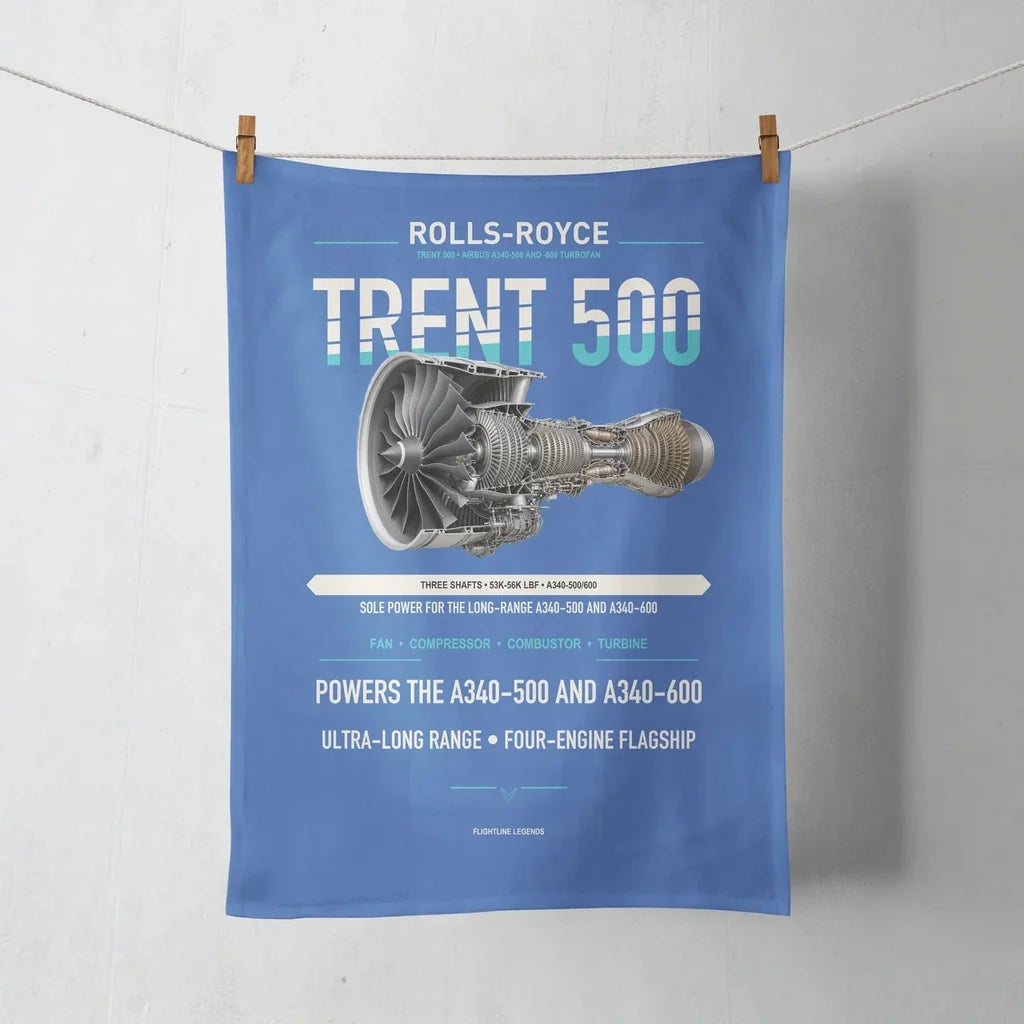 TRENT 500 design on blue towel