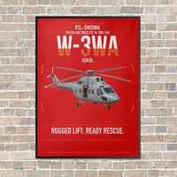 Thumbnail for PZL-Świdnik W-3WA Sokół vertical canvas print - framed - red background