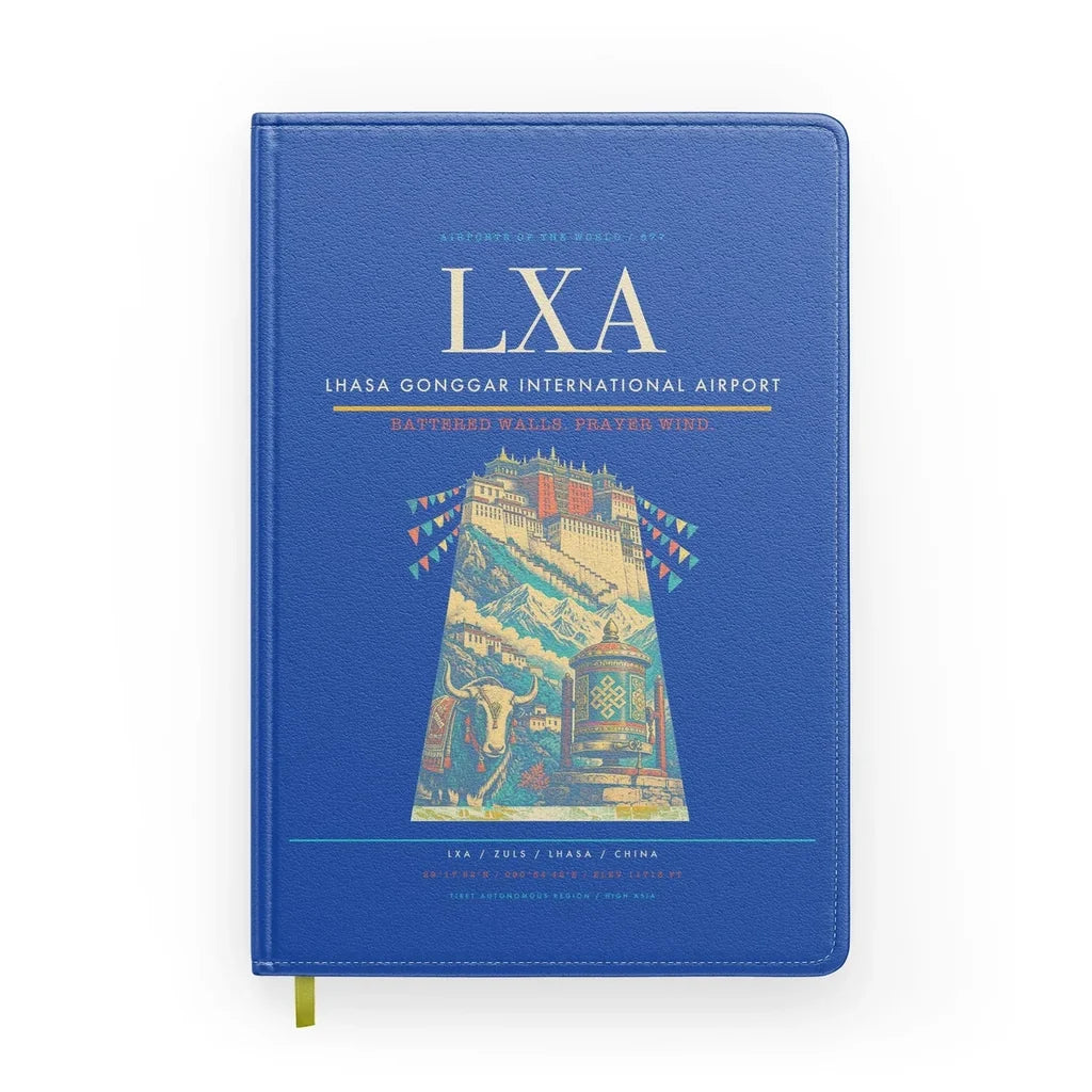 Lhasa Gonggar International Airport (LXA) design on blue notebook