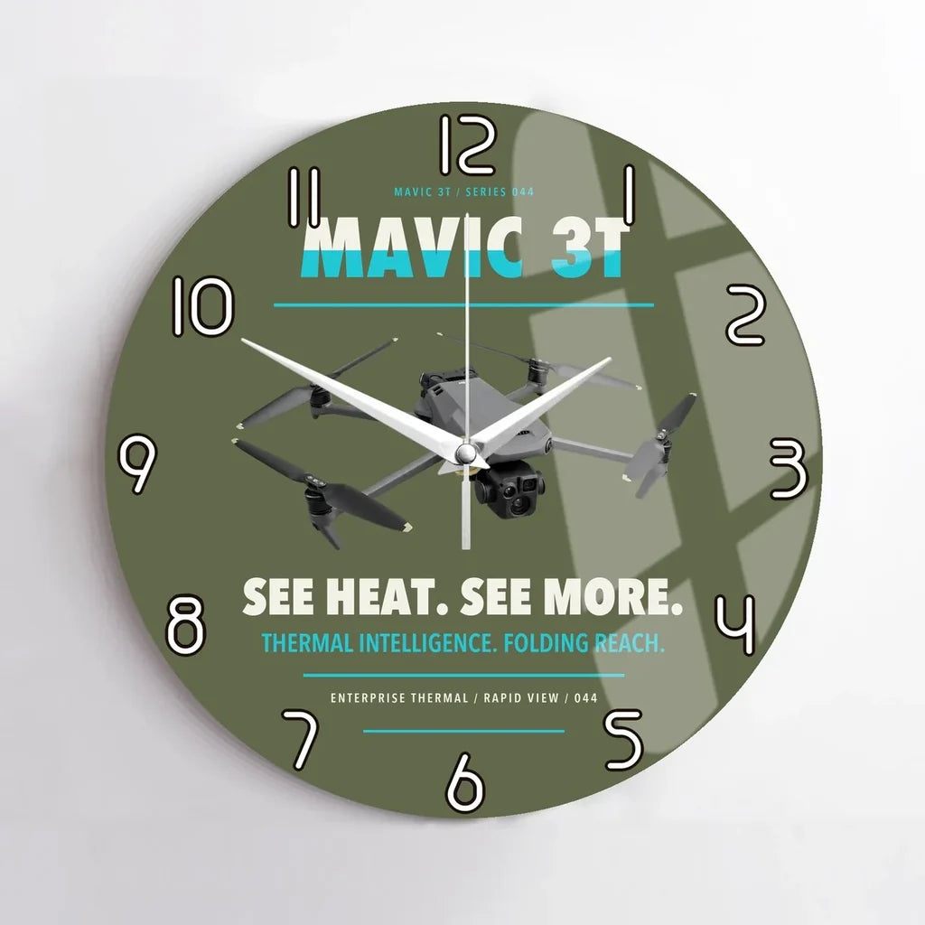 DJI Mavic 3 Thermal design on green army no frame wall clock