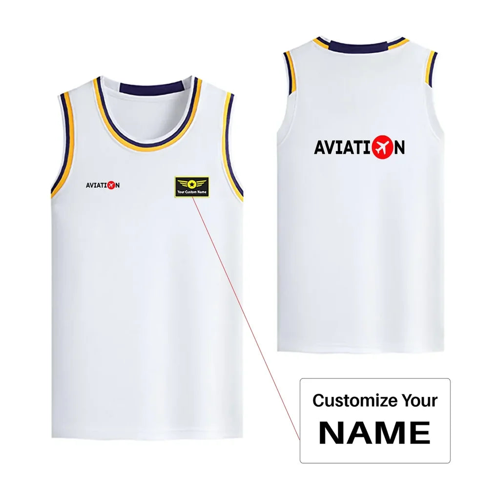 Aviation Designed Basketball Style Sports Tank Tops - view 15