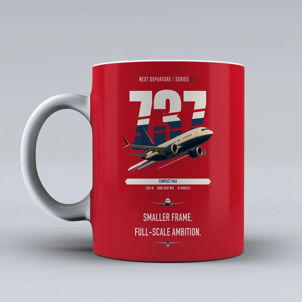 Boeing 737 MAX 7 double-side print on red ceramic mug