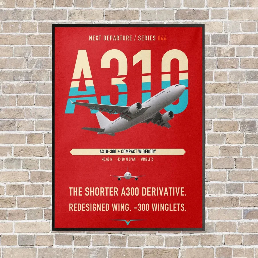 Airbus A310-300 vertical canvas print - framed - red background