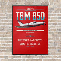 Thumbnail for Socata TBM 850 vertical canvas print - framed - red background
