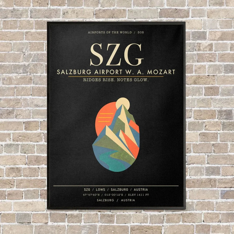 Salzburg Airport SZG - Canvas Framed - Black