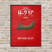 Thumbnail for Piasecki H-21C Shawnee vertical canvas print - framed - red background