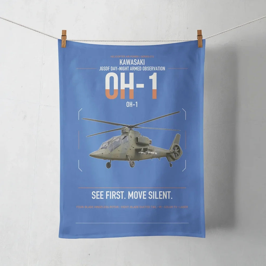 Kawasaki OH-1 design on blue towel