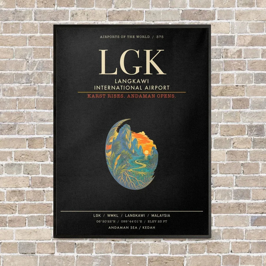 Langkawi International Airport LGK - Canvas Framed - Black