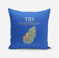 Thumbnail for Tbilisi International Airport (TBS) design on blue pillow