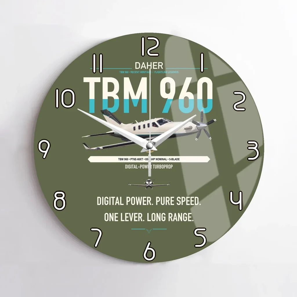 Daher TBM 960 design on green army no frame wall clock