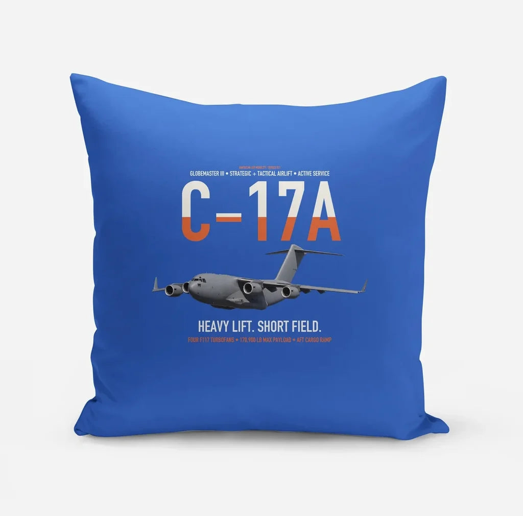C-17A Globemaster III design on blue pillow