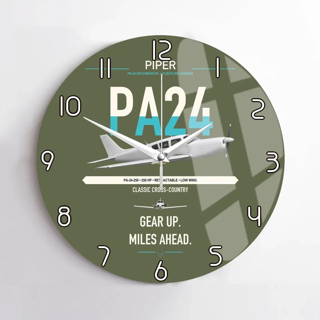Piper PA-24-250 Comanche 250 design on green army no frame wall clock