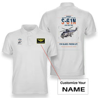 Thumbnail for Sikorsky S-61N design on white+name double-side polo t-shirt, double-side print