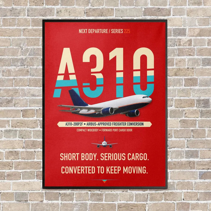 Airbus A310-200P2F vertical canvas print - framed - red background