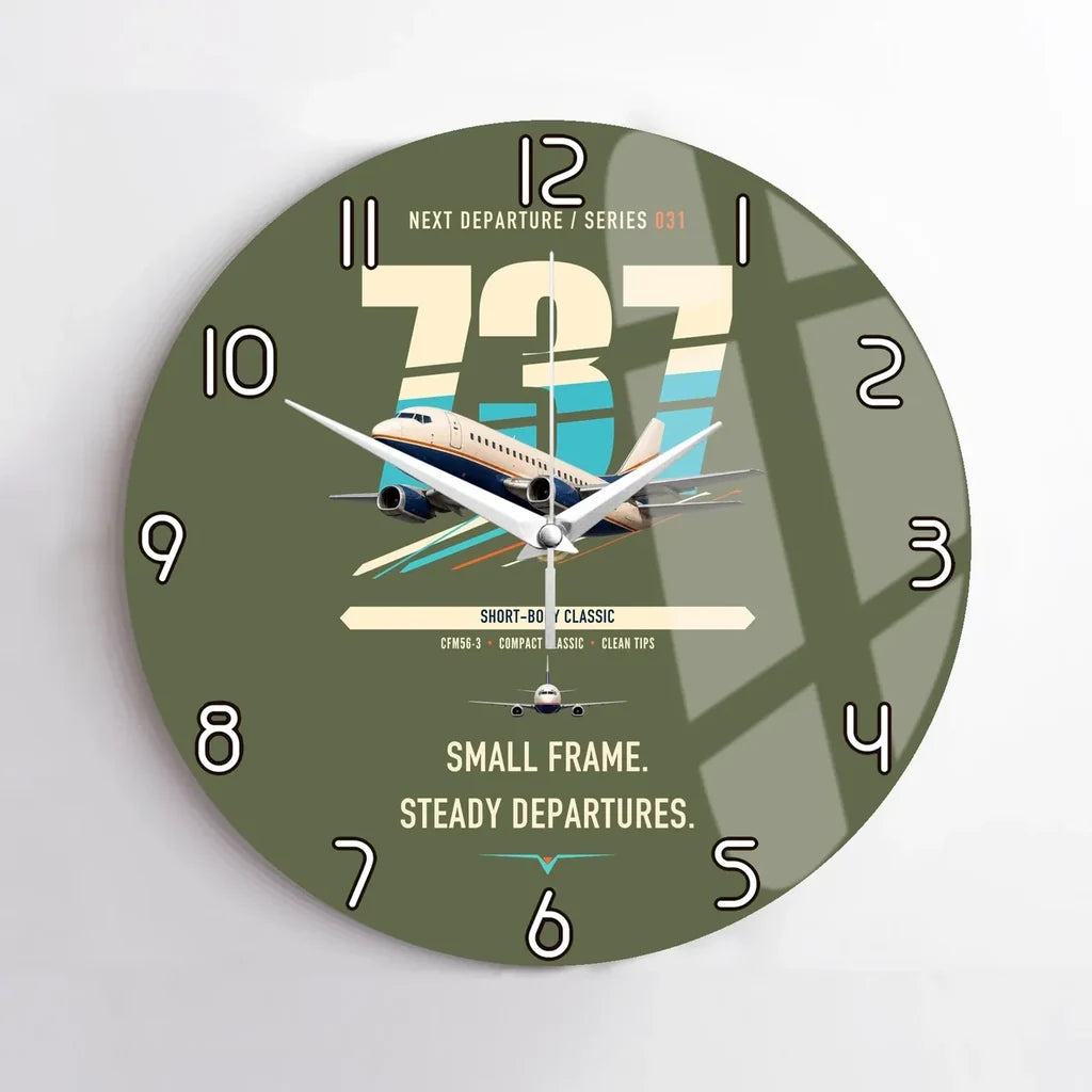 Boeing 737-500 Classic design on green army no frame wall clock