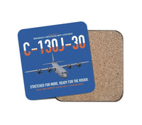 Thumbnail for C-130J-30 Super Hercules design on blue 1 piece coaster