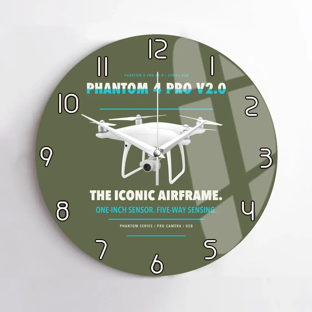DJI Phantom 4 Pro V2.0 design on green army no frame wall clock