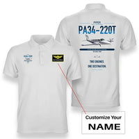 Thumbnail for Piper PA-34-220T Seneca V design on white+name double-side polo t-shirt, double-side print