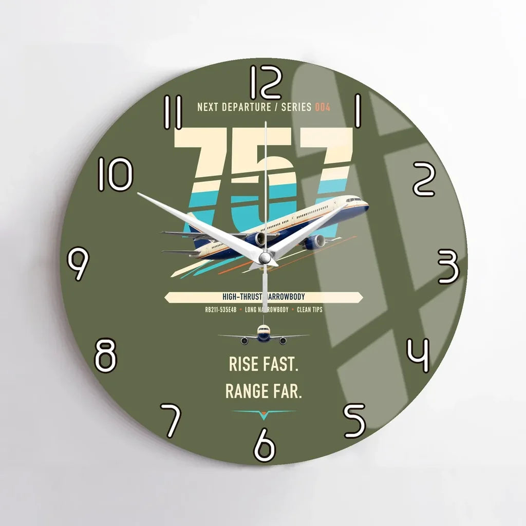 Boeing 757-200 design on green army no frame wall clock