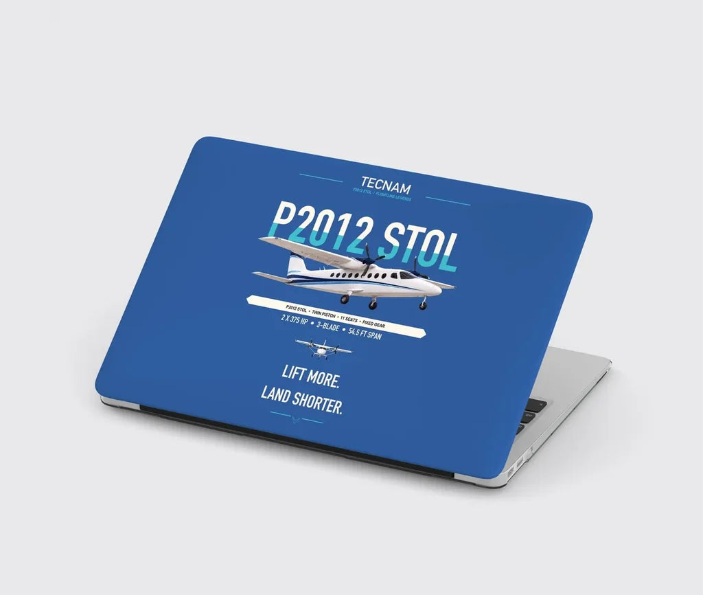 Tecnam P2012 STOL design on blue MacBook case