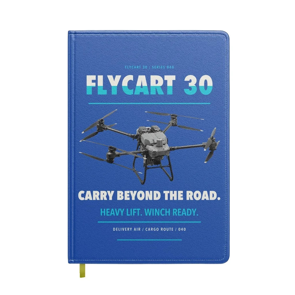 DJI FlyCart 30 design on blue notebook