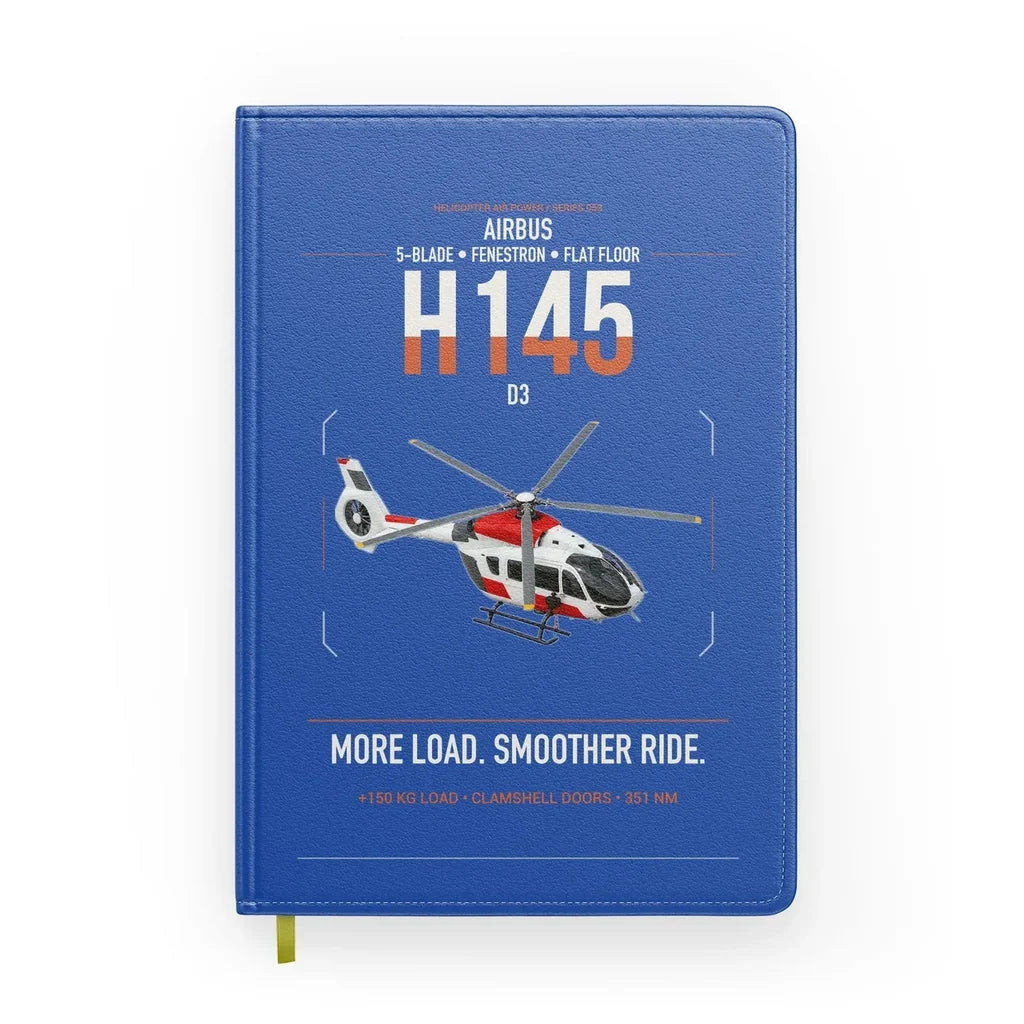 Airbus H145 D3 design on blue notebook