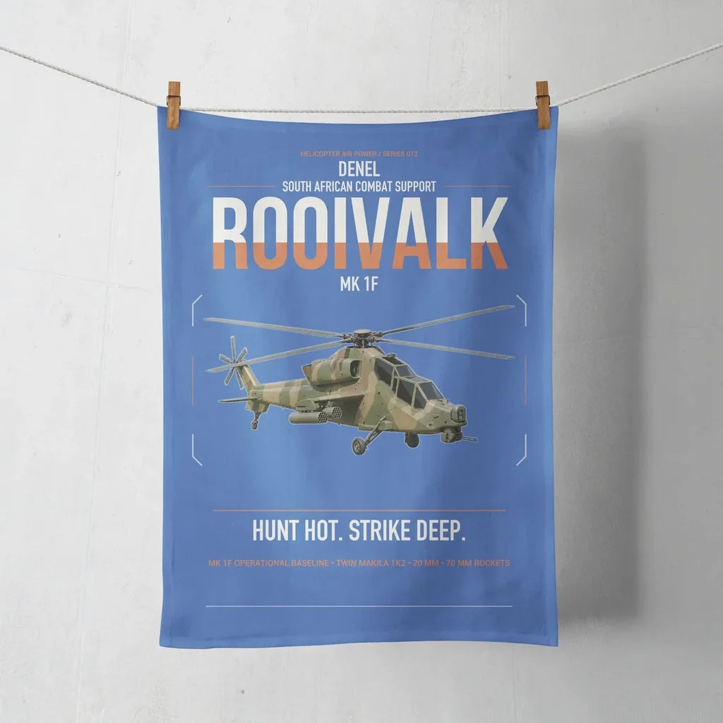 Denel Rooivalk Mk 1F design on blue towel